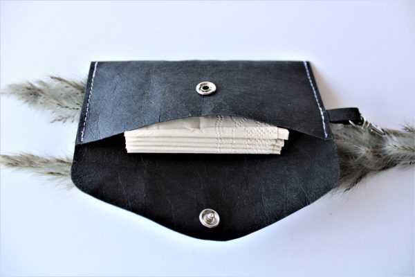 Zero Waste Taschentuchtasche aus veganem Leder